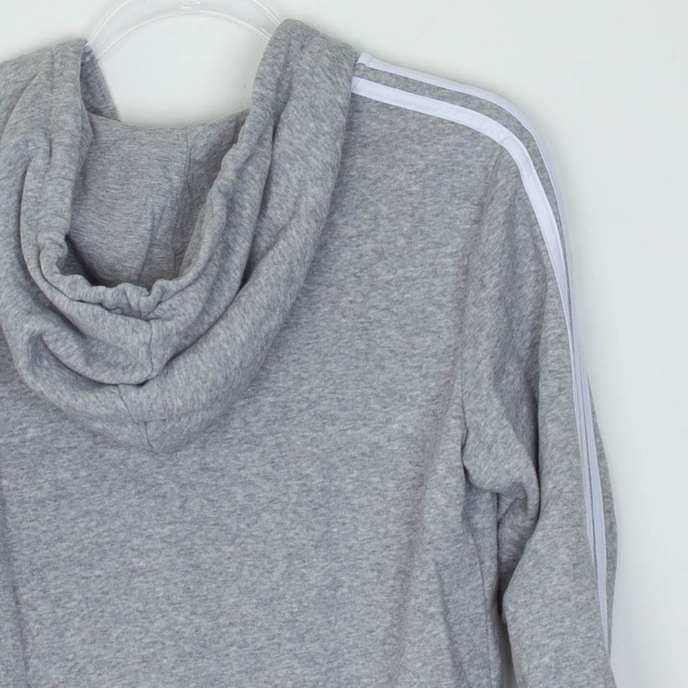 Adidas Womens Grey Full Zip Athletic Hoodie with White Stripes Size M Fleece Gym - Picture 8 of 9